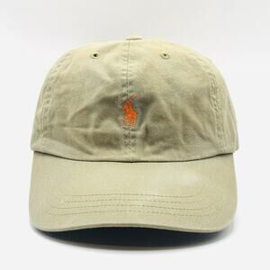 POLO RALPH LAUREN Classic Chino Cap Khaki Orange Pony Adjustable Strap